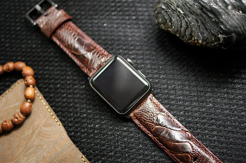 handgefertigt Straußenbein Uhrenarmband 6 incl. Lugs Adapter + Schließe für Apple Watch (oder Apple Watch Sport) 42mm oder 38mm – Bild 2
